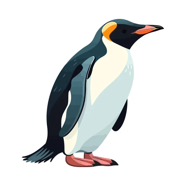 Roztomilý Karikatura Tučňák Umělé Zvíře Ikona Izolované — Stockový vektor