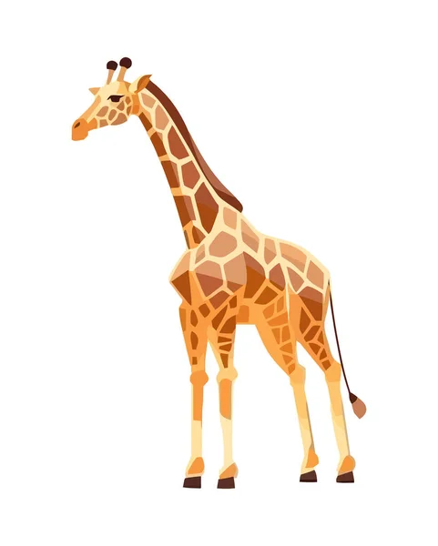 Girafe Tient Haute Icône Animale Isolé — Image vectorielle