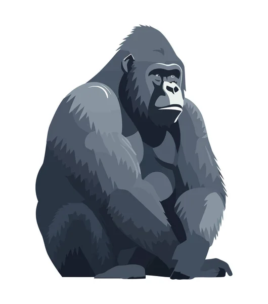 Grande Natureza Gorila Ícone Retrato Isolado Isolado — Vetor de Stock