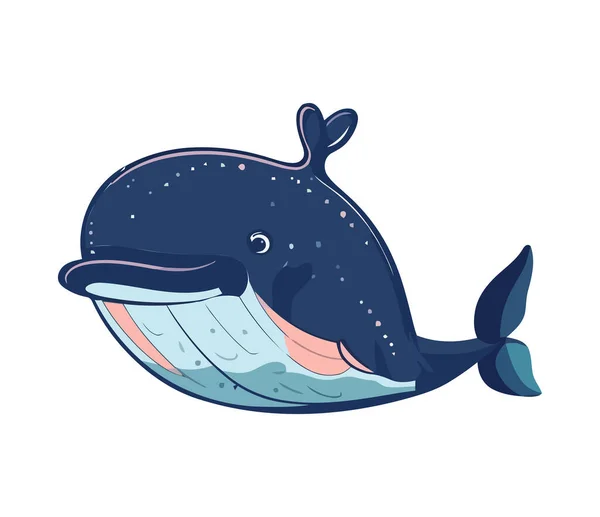 Μικρό Εικονίδιο Κινουμένων Σχεδίων Φάλαινα Απομονωμένο — Διανυσματικό Αρχείο