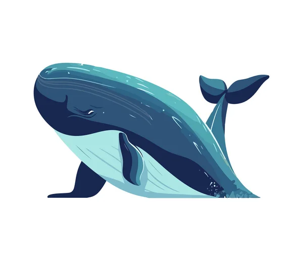 Baleine Mignonne Sur Fond Blanc Icône Isolé — Image vectorielle