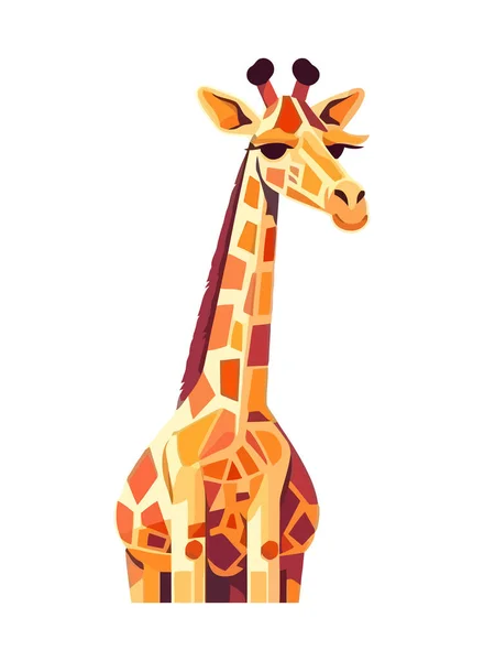 Cute Żyrafa Maskotka Stojąca Ikona Izolowane — Wektor stockowy