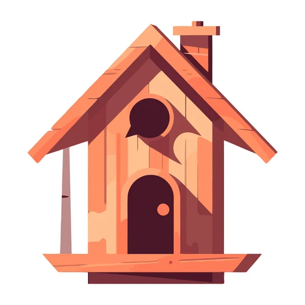 木製の屋根の上にかわいい鳥の家自然アイコン孤立 — ストックベクタ