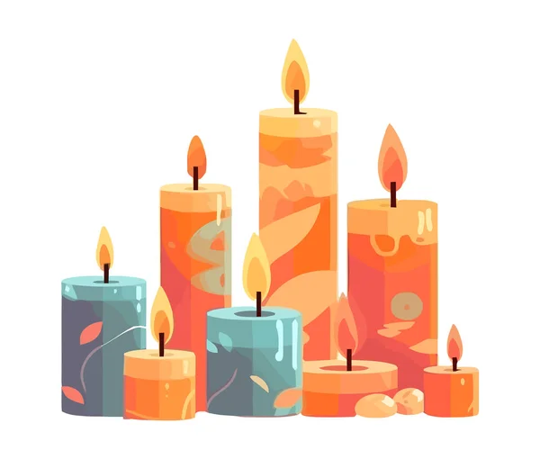 Glühende Kerze Symbolisiert Liebe Und Spiritualität — Stockvektor