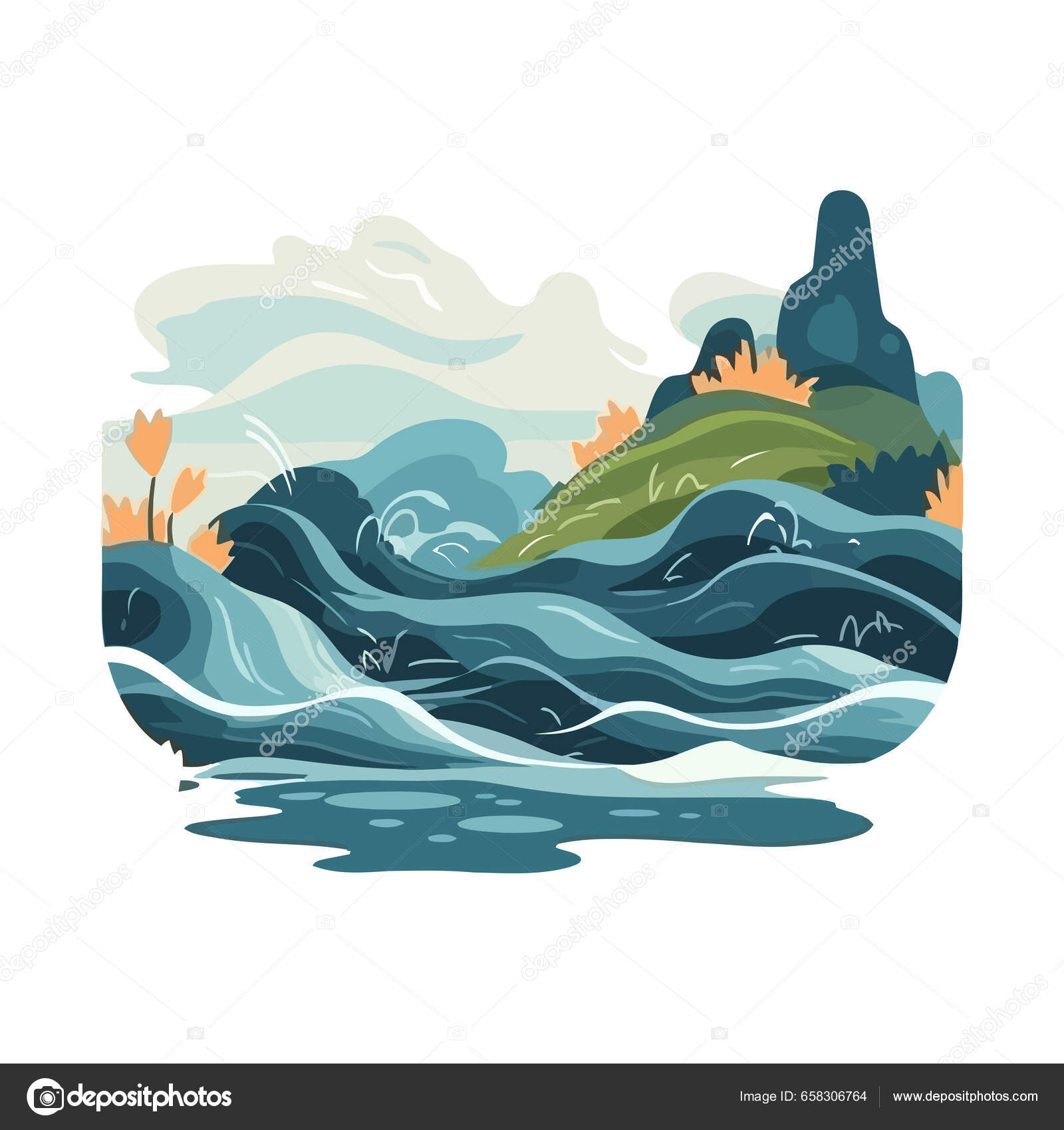 Cartoon Crashing Waves