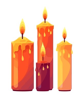 Yanan mum ışığı dekorasyon simgesi izole edildi