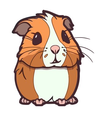 Cheerful guinea pig cute and fluffy icon isolated clipart