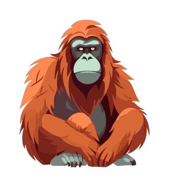 Büyük orangutan oturma ikonu izole tasarımı