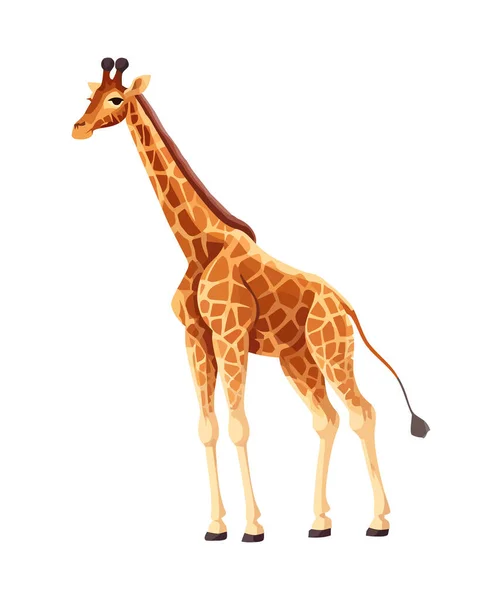 Girafe Mignonne Debout Icône Animale Isolé — Image vectorielle