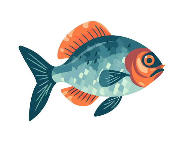 Swimming Fish Underwater Life Icon Isolated — Stock Vector