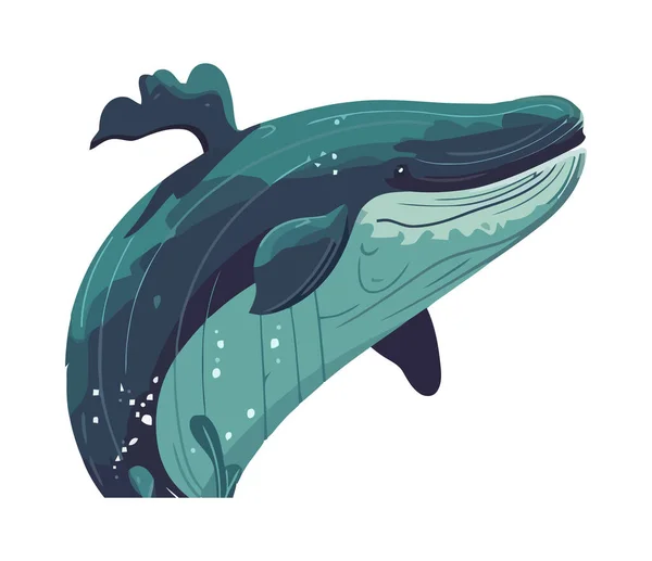 Baleia Bonito Natação Ícone Vida Marinha Isolado — Vetor de Stock