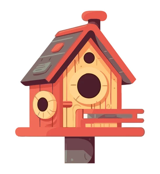 Jolie Décoration Birdhouse Sur Icône Arbre Isolé — Image vectorielle