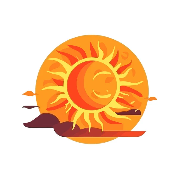 Bright Sun Sandy Beach Background Icon Isolated — Stock Vector