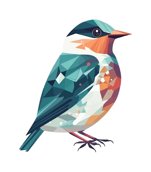 具有明亮羽毛图标的可爱孤立鸟 — 图库矢量图片