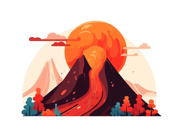 Icono Erupción Volcánica Dibujo Lava Aislado — Archivo Imágenes Vectoriales