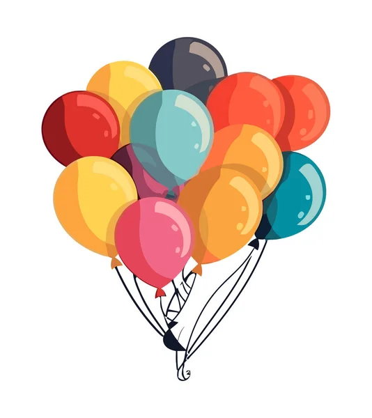 Ballons Volants Joie Une Icône Célébration Anniversaire Isolé — Image vectorielle