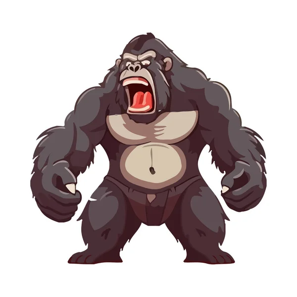 Muscular Gorilla Mascot Screaming Icon Isolated — Stock Vector