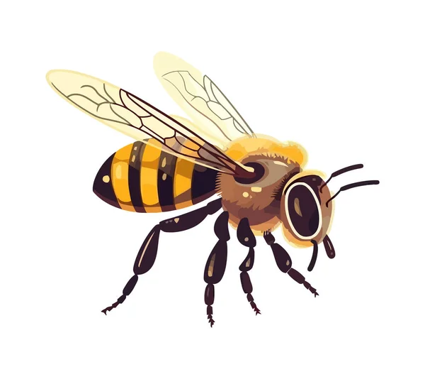 Забавна Бджола Запилює Квітку Робить Солодкий Мед — стоковий вектор