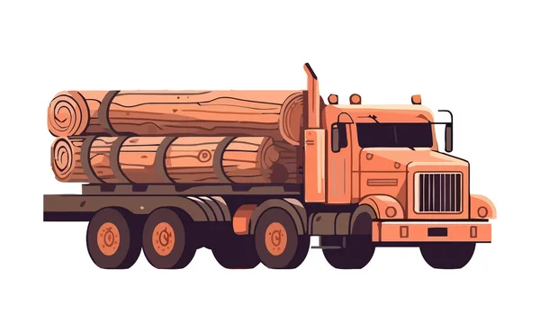 Caminhão Madeira Transportando Madeira Logs Ícone Isolado — Vetor de Stock