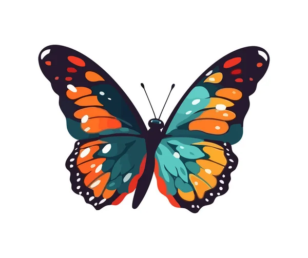 Pulzující Barevné Roztomilý Motýl Ikona Izolované — Stockový vektor