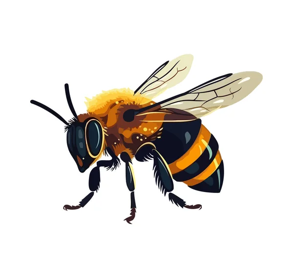 Beyaz Arkaplan Simgesindeki Meşgul Arı Böceği Izole Edildi — Stok Vektör