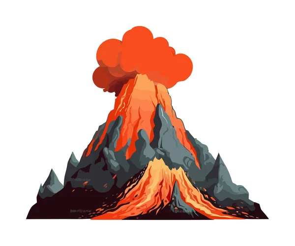 Erupción Del Volcán Con Icono Ilustración Vector Lava Aislado — Archivo Imágenes Vectoriales