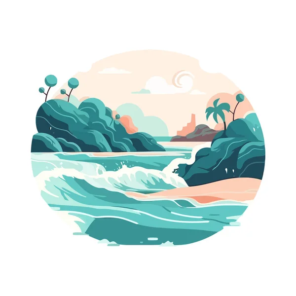 Тропічні Пальми Пляжному Ландшафті Ізольовані — стоковий вектор