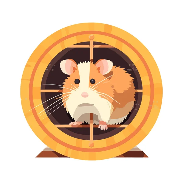 Beyaz Arka Planda Oturan Şirin Hamster Simgesi — Stok Vektör