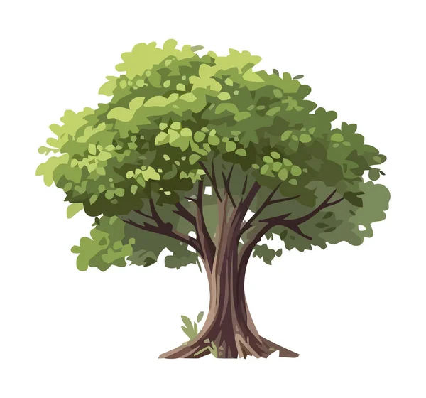 Feuilles Vertes Sur Branche Arbre Dans Forêt Icône Isolé — Image vectorielle
