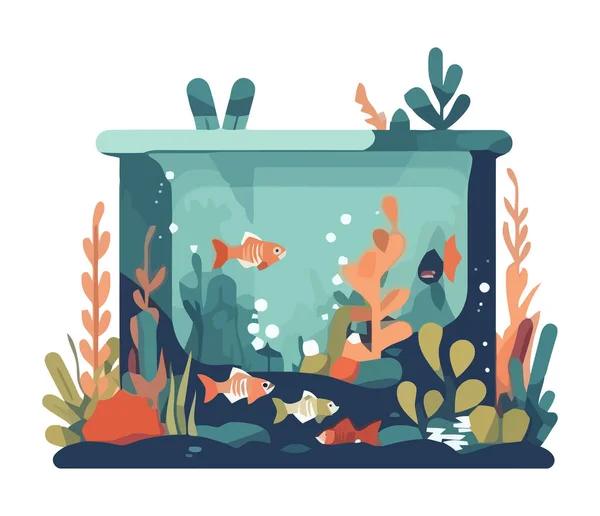Симпатичные Подводные Животные Плавают Изолированном Аквариуме — стоковый вектор