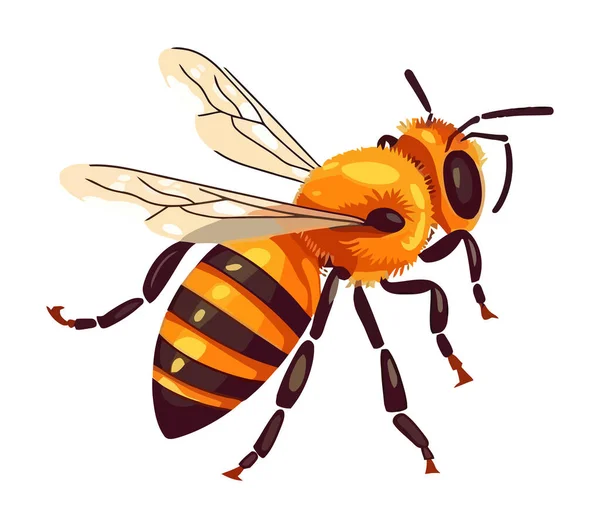 花粉のアイコンを分離収集するために飛んで忙しいミツバチ — ストックベクタ