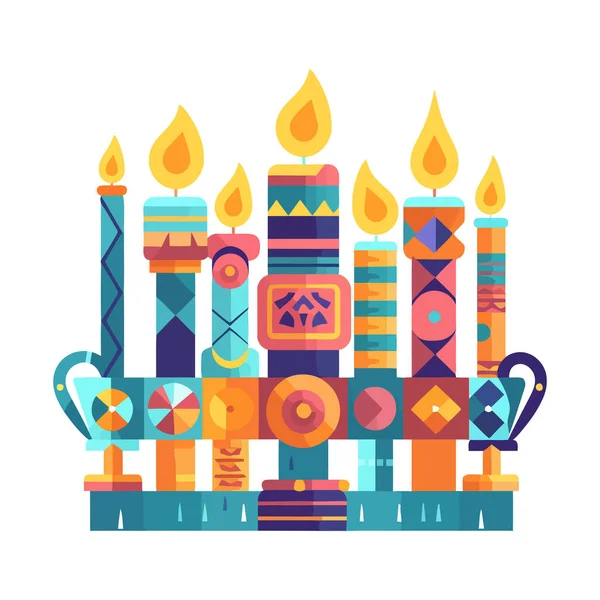 Brennende Kerzen Und Glücksikone Isoliert — Stockvektor
