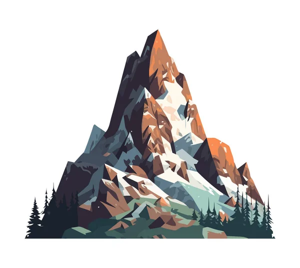 Górski Szczyt Śnieg Ikona Lasu Izolowane — Wektor stockowy