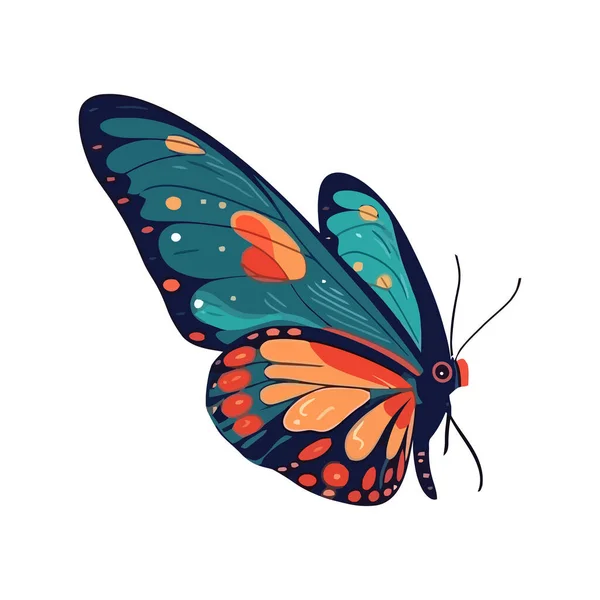 Papillon Sur Fond Blanc Icône Isolé — Image vectorielle
