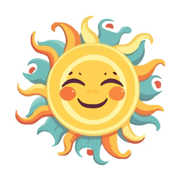 Caricatura Sonriente Del Sol Trae Icono Divertido Alegría Del Verano — Vector de stock