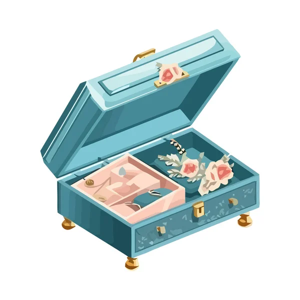 富有的宝箱装满了金银珠宝图标孤立 — 图库矢量图片
