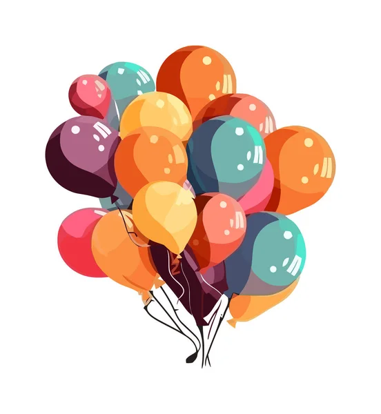 Balloons Joy Celebration Fun Icon Isolated — Stock Vector