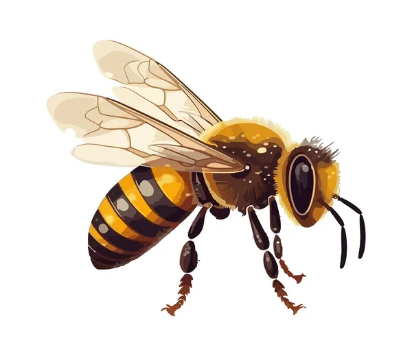 Комаха Бджоли Білому Фоні Ізольована — стоковий вектор
