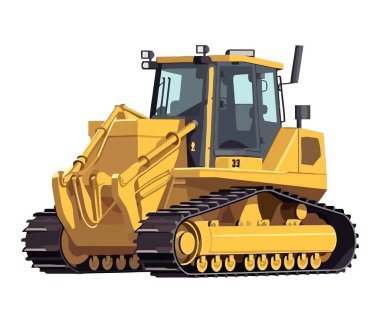 Sarı buldozer makine yapı ikonu izole edildi