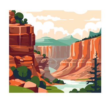 manzara dağ zirveleri ve nehir, izole edilmiş