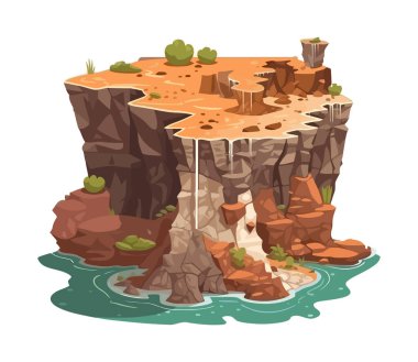 İllüstrasyon, deniz kayalıkları arazisi ikonu izole