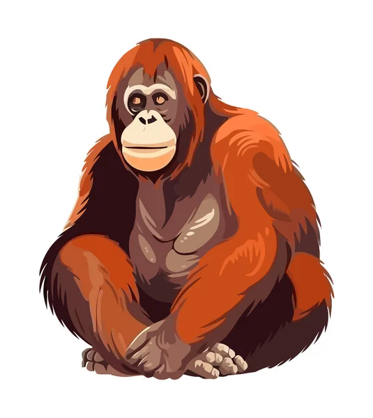 Orangután Sonriente Animal Salvaje Icono Aislado — Vector de stock