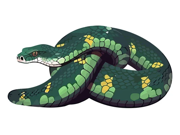 Изолированная Ядовитая Зелёная Змея — стоковый вектор