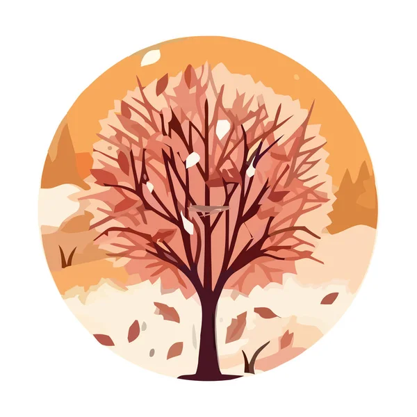 Sonbahar Ağacı Yaprağı Doğa Simgesinde Yalıtılmış — Stok Vektör