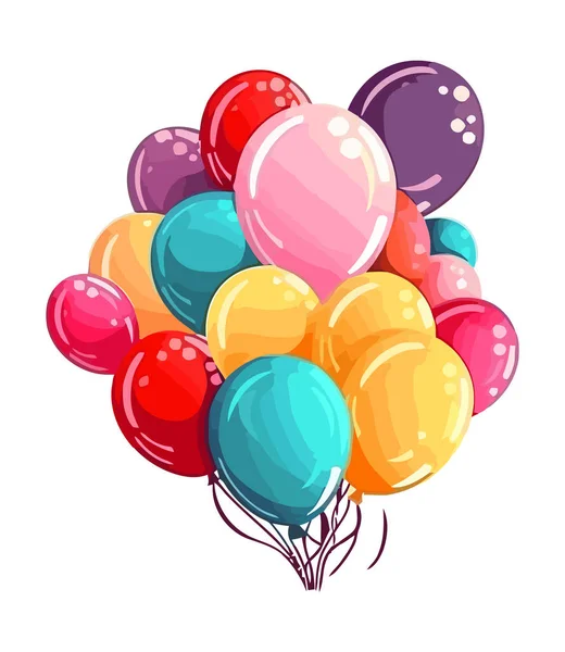 Yüksek Uçan Balonlar Kutlamayı Simgeliyor Izole Edilmiş Mutluluk Simgesi — Stok Vektör