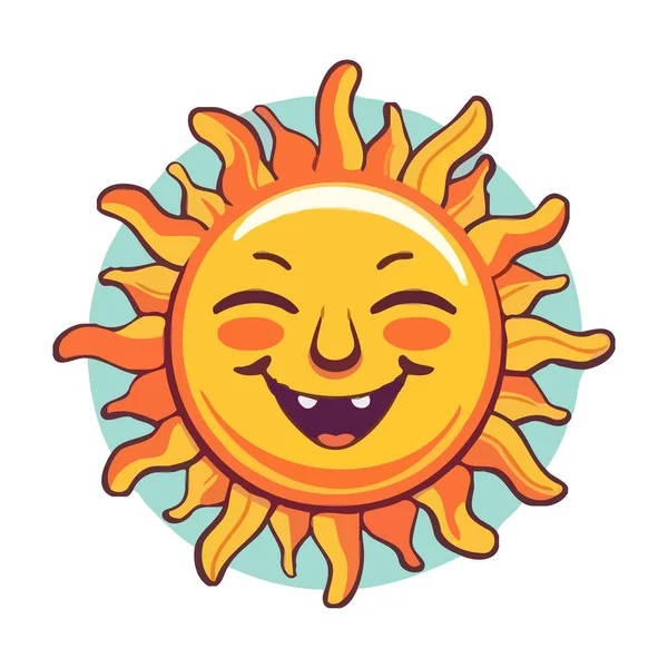 Uśmiechnięte Słońce Maskotka Przynosi Zabawy Ikona Radości Odizolowany — Wektor stockowy