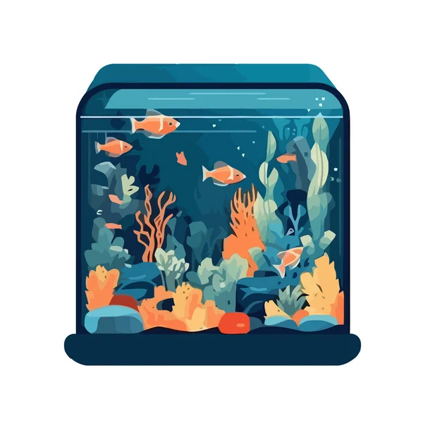 Leuke Vissen Zwemmen Aquarium Icoon Geïsoleerd — Stockvector
