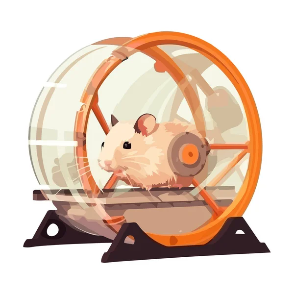 Leuke Hamster Wiel Geïsoleerd Wit Icoon — Stockvector