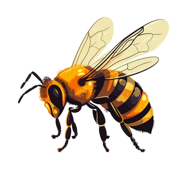 ミツバチは賑やかで花粉を集めてミツバチのアイコンを隔離しています — ストックベクタ