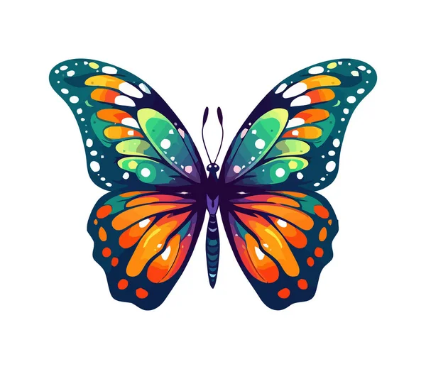 Papillon Couleur Vibrante Sur Fond Blanc Icône Isolé — Image vectorielle